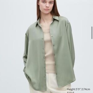 Uniqlo Women’s Silky Green Button Down